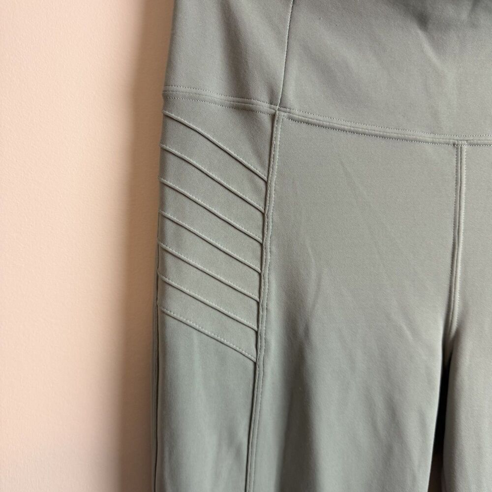 Athleta Delancey Moto Tight Leggings Women Small Green High Rise Zip Ankle 27” - Picture 13 of 16